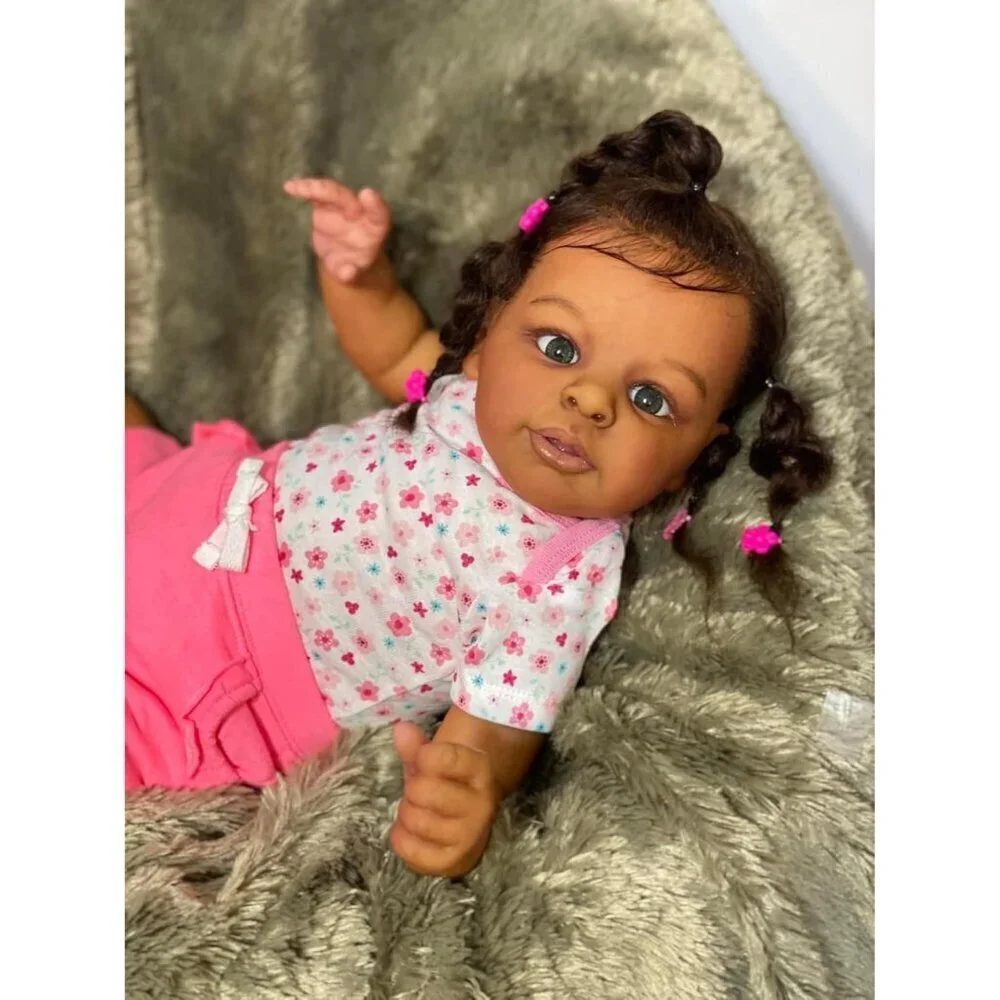 🆕23inch Soft Cloth Body  African American Poseable Limbs Jaylan Reborn Baby